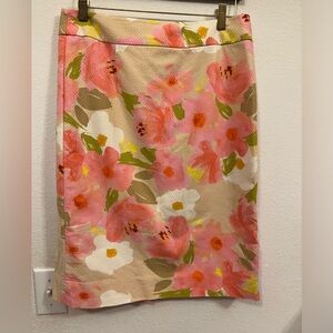 J. Crew Pink and Cream Floral Pencil Skirt